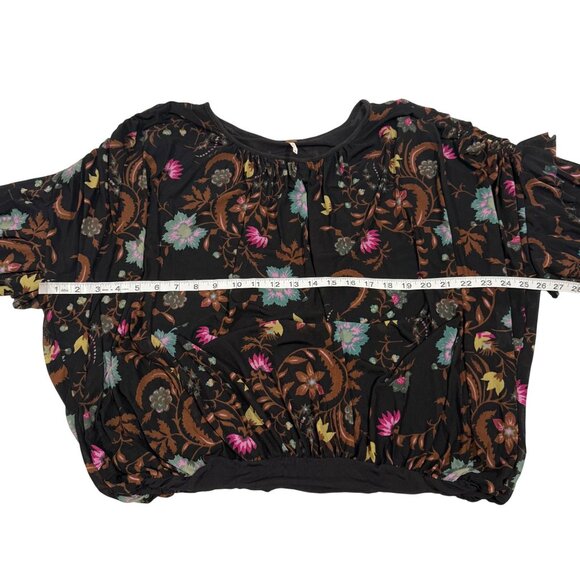 Free People Wildflower Honey‎ Floral Mesh Overlay Blouse Size L - Picture 5 of 8